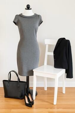 Boden Audrey Ponte Sheath Dress - 4 Gray Minimalist Office Caroline Besette